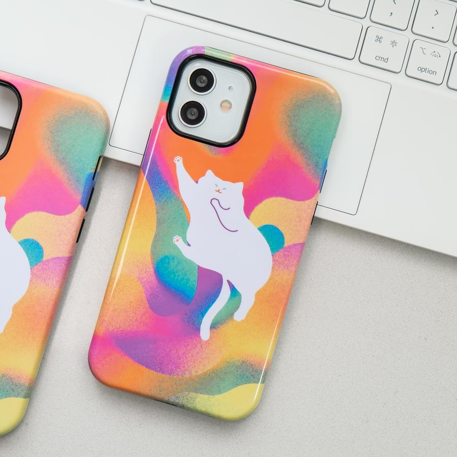 「迷幻猫猫」多巴胺可爱撞色二合一双层菲林17Pro艺术感手机壳适用于iPhoneAir小众苹果13新款华为p70