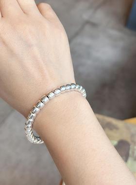 999足银熙素老型珠5mm实心手链