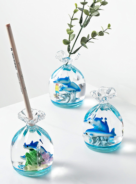 梦幻小海豚花瓶学生笔插摆件男孩