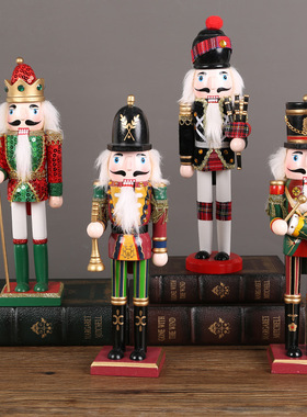 欧洲胡桃夹子士兵国王人偶木质工艺品橱窗柜台玄关装饰品摆件礼物