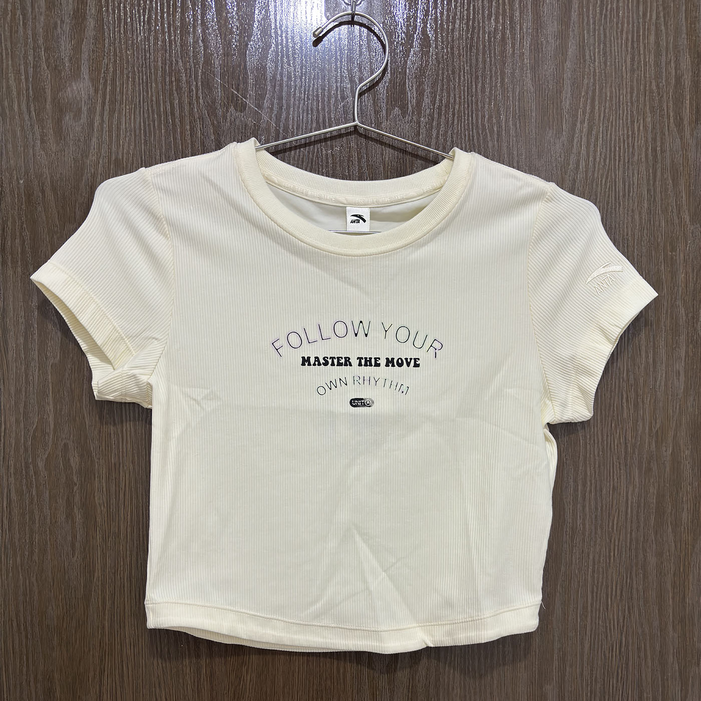 安踏正品夏季休闲针织短袖修身舞蹈显瘦女运动T恤短上衣162428117 - 图0