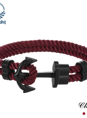 海军风黑色船锚手链时