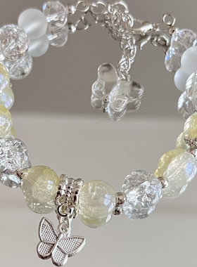 原创 干枯玫瑰十字架琉璃串珠手链ins小众设计手串情侣手饰礼物