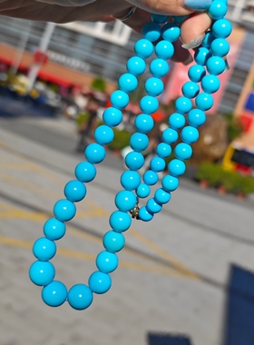 孤品收藏级天然原矿玉化蓝睡美人美松塔链