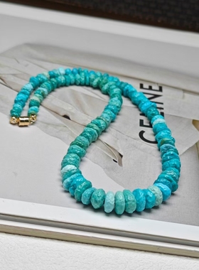 天然原矿绿松石项链手链吊坠锁骨链高瓷蓝无优化散珠配饰