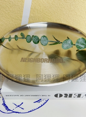 潮牌NBHD不锈钢实木底座托盘客厅玄关小物件钥匙盘收纳盘储物盘