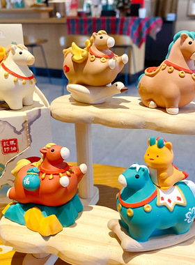 马年吉祥物礼品唐三彩胖马摆件