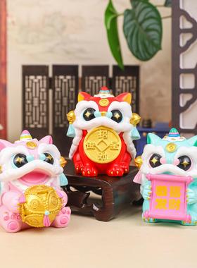 Q版迷你国潮舞狮小摆件