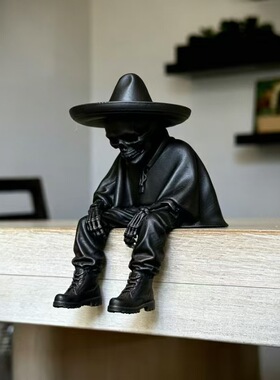 创意3d打印坐姿骷髅玩偶手办摆件酒吧密室万圣节暗黑场景布置装饰