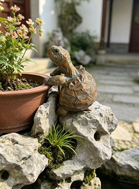 仿真攀爬乌龟室外园艺雕像装饰花盆鱼缸造景家居桌面田园风小摆件