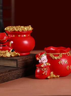 客厅电视柜装饰创意财神爷小摆件