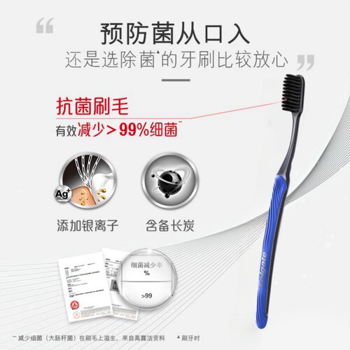 高露洁纤柔备长炭牙刷0.01mm超细软毛银离子竹炭深度清洁成人牙刷 - 图1