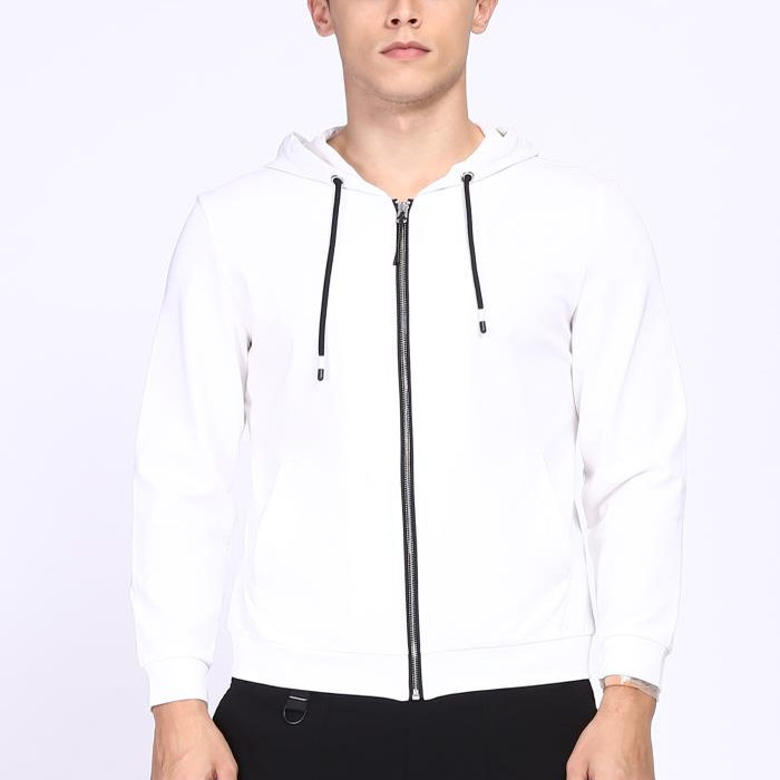 Q8CTX0071 0022S 男装春秋新款商务时尚潮流连帽白色卫衣长袖T恤 - 图2