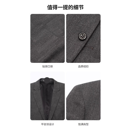 23QDX901 811SA利家男装秋季时尚百搭商务通勤平驳领修身休闲西服 - 图0