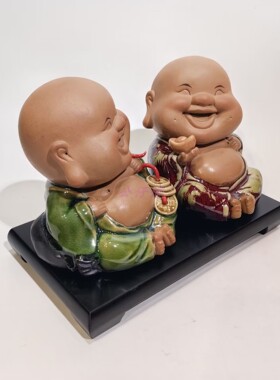 新婚入伙双胞胎开心宝宝陶瓷摆件