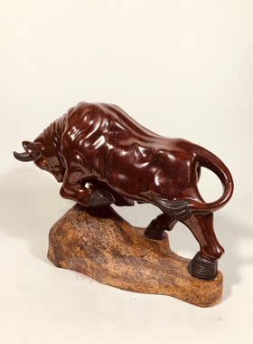 客厅招财生肖摆件财势滚滚红牛