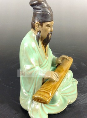 品客厅人物新中式摆件弹琴