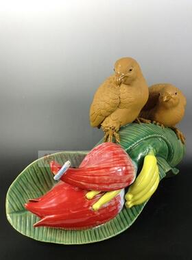 客厅酒柜招财摆件鹌鹑捉虫