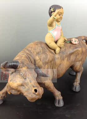 客厅酒柜生肖摆件神童骑牛