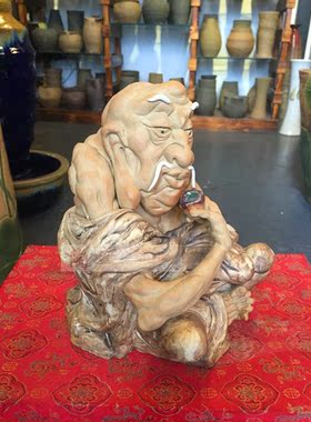 客厅创意个性摆件品茶罗汉