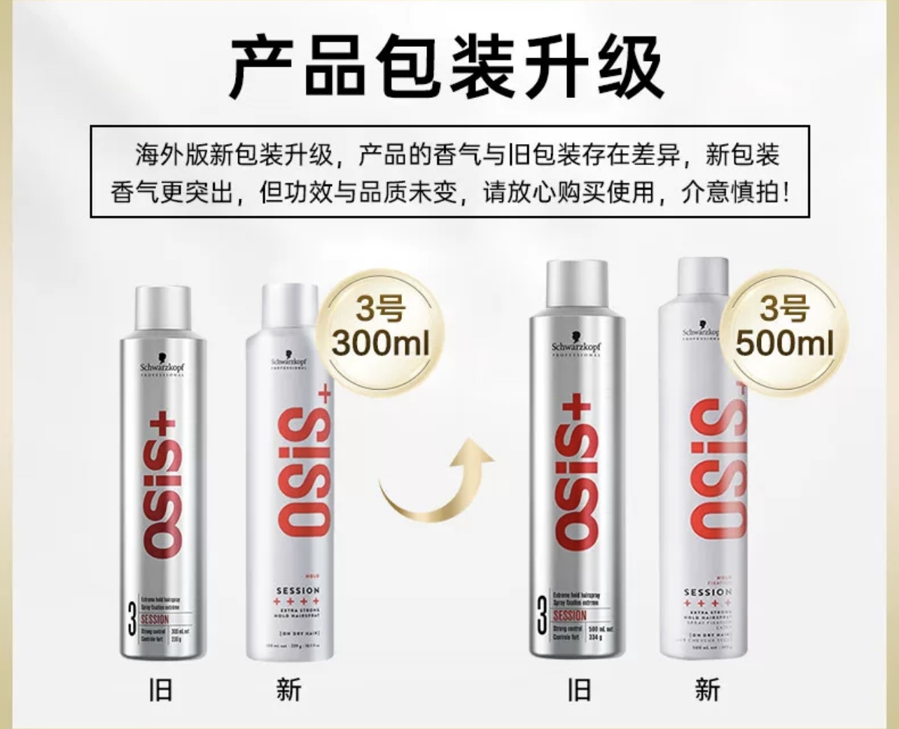 新装进口施华蔻发胶3度尚丝强力定型喷雾干胶黑人头银胶3号500ml - 图1