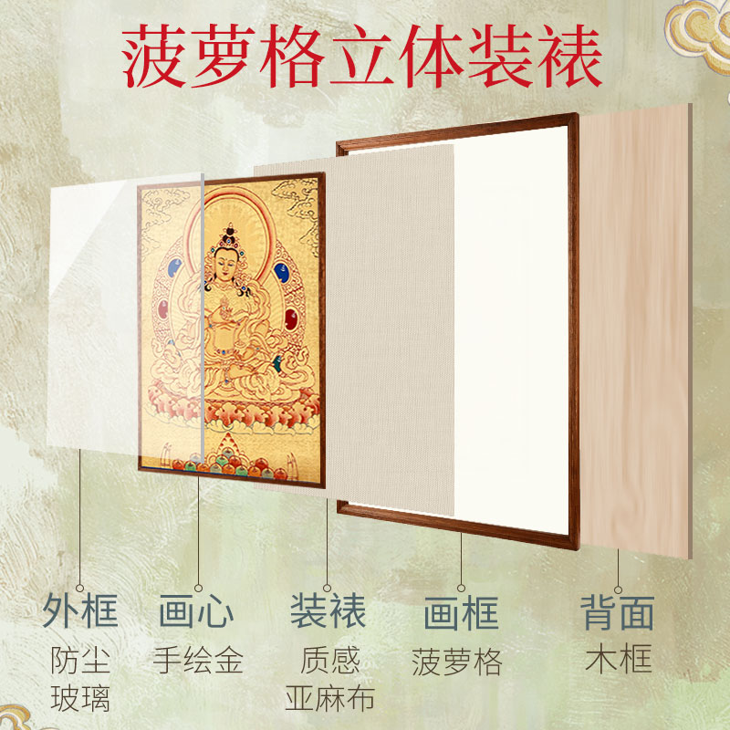 尼泊尔手绘金刚萨埵描金唐卡室内玄关装饰画金刚萨垛墙壁客厅挂画 - 图2