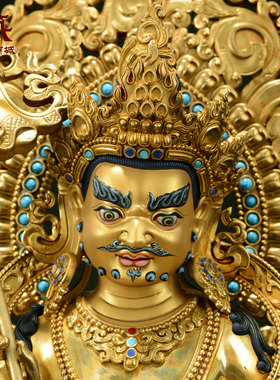 全鎏金财宝天王铜像摆件