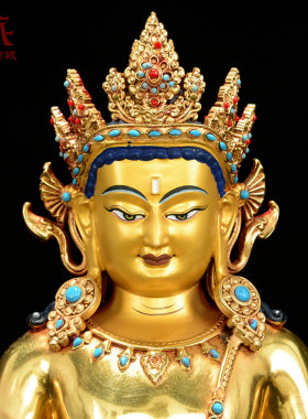 全鎏金地藏王铜像摆件