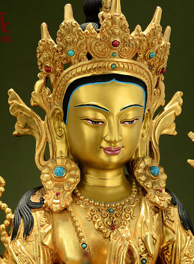 全鎏金四臂观音铜像摆件