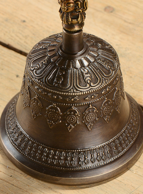 尼泊尔手工五股铃青铜铃铛八吉祥