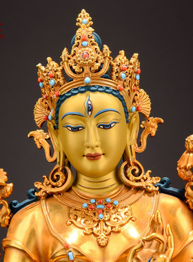 全鎏金白度母铜像摆件