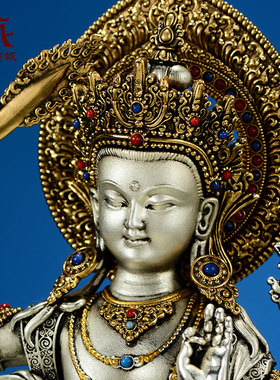 精工铜雕文殊菩萨铜像摆件