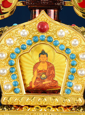 塔宝塔加厚款鎏金雕花镶嵌彩珠