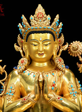 全鎏金四臂观音铜像摆件