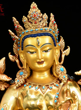 全鎏金白度母铜像摆件