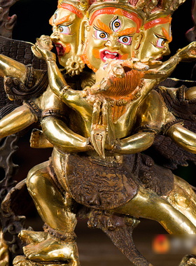 铜半鎏金铜像桌面摆件