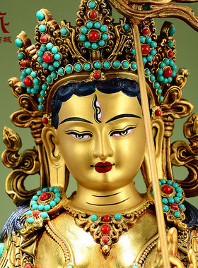 全鎏金大白伞盖铜像摆件