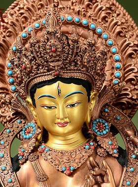 古铜白度母铜像桌面摆件