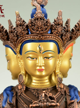 紫铜尊胜佛母铜材雕花家居摆件