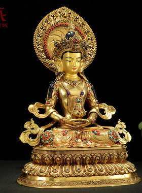 全鎏金常寿佛铜像摆件