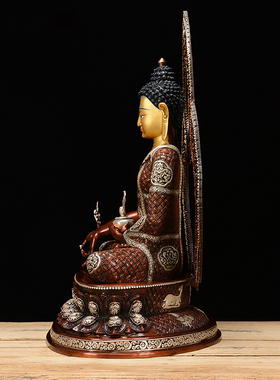 药师佛铜15镀银如来三宝摆件