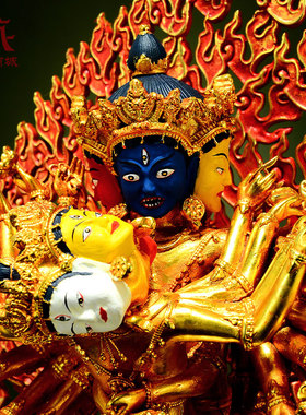 全鎏金时轮金刚铜像摆件