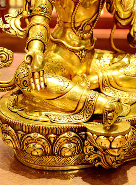 释迦族手工制作绿度母铜像