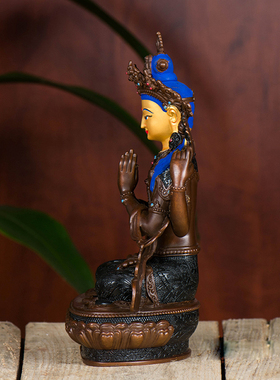 仿古风雕花四臂铜像居家摆件