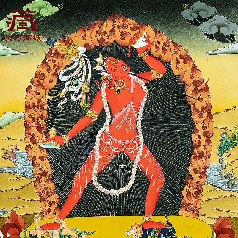藏村矿物颜料画心金刚瑜伽母手绘唐卡尼泊尔进口墙壁装饰挂画像