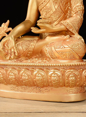纯铜鎏金手工摆件如来药师佛