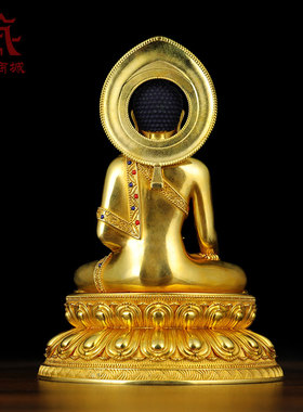 全鎏金释迦牟尼铜像摆件