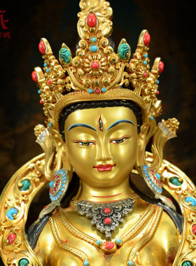 全鎏金大白伞盖铜像摆件