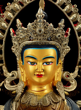 藏村精工仿古《弥勒佛》室内家用《强巴佛》桌面铜像摆件