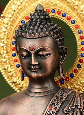 紫铜仿古释迦牟尼铜像摆件